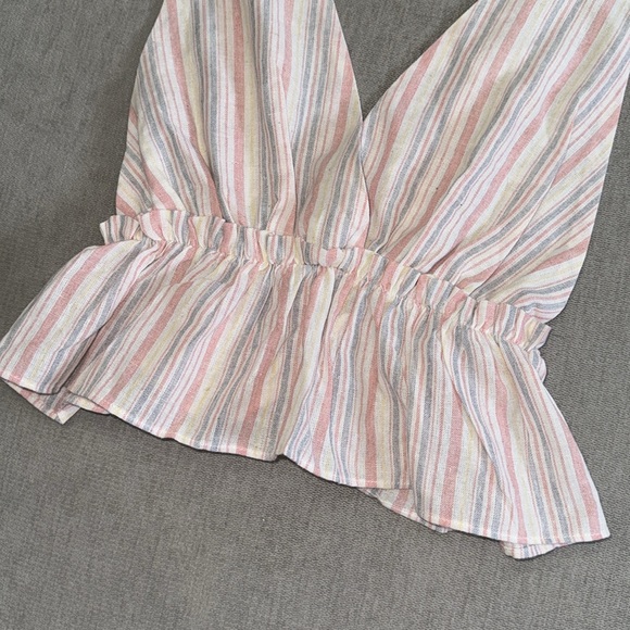 Superdown Linen Stripe Ruffle Top - Picture 3 of 6
